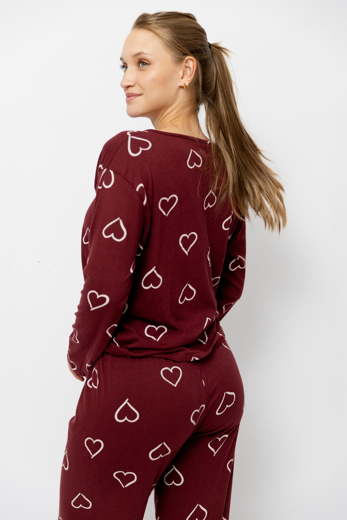 Pijama Pantalón Manga Larga. Burgundy Love.