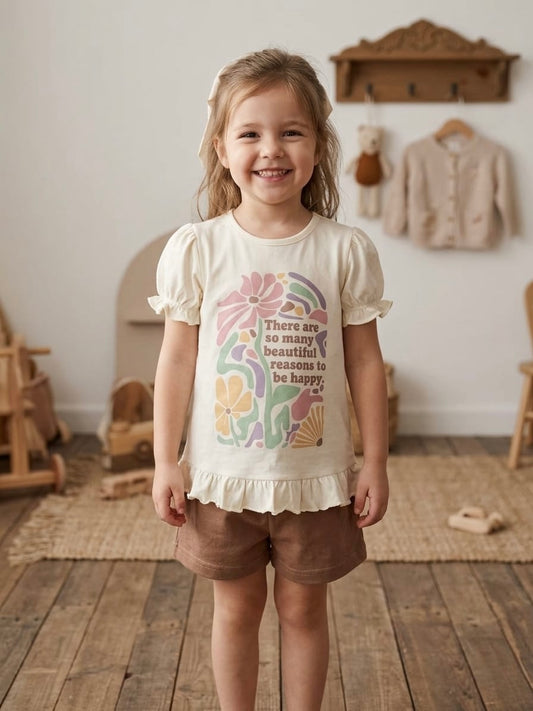 Pijama Bóxer Manga Corta Niña. Happy.