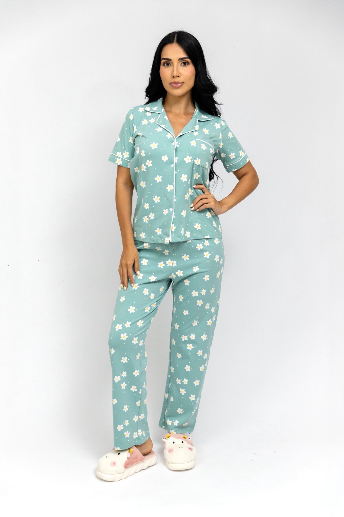 Pijama Pantalón Manga Corta Botones. Essence.