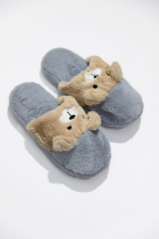 Pantuflas con Osito 3D de Peluche - 3 colores