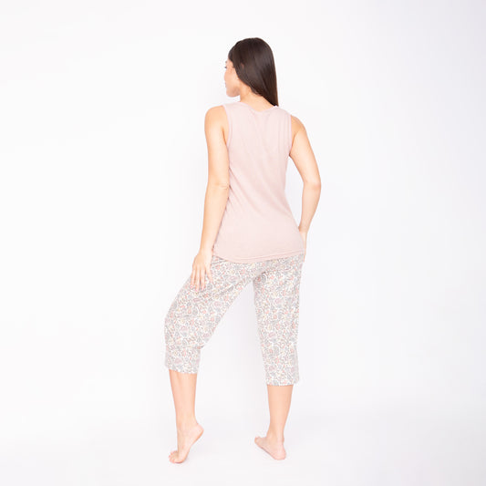Pijama Mangano Tirantes. Flores.