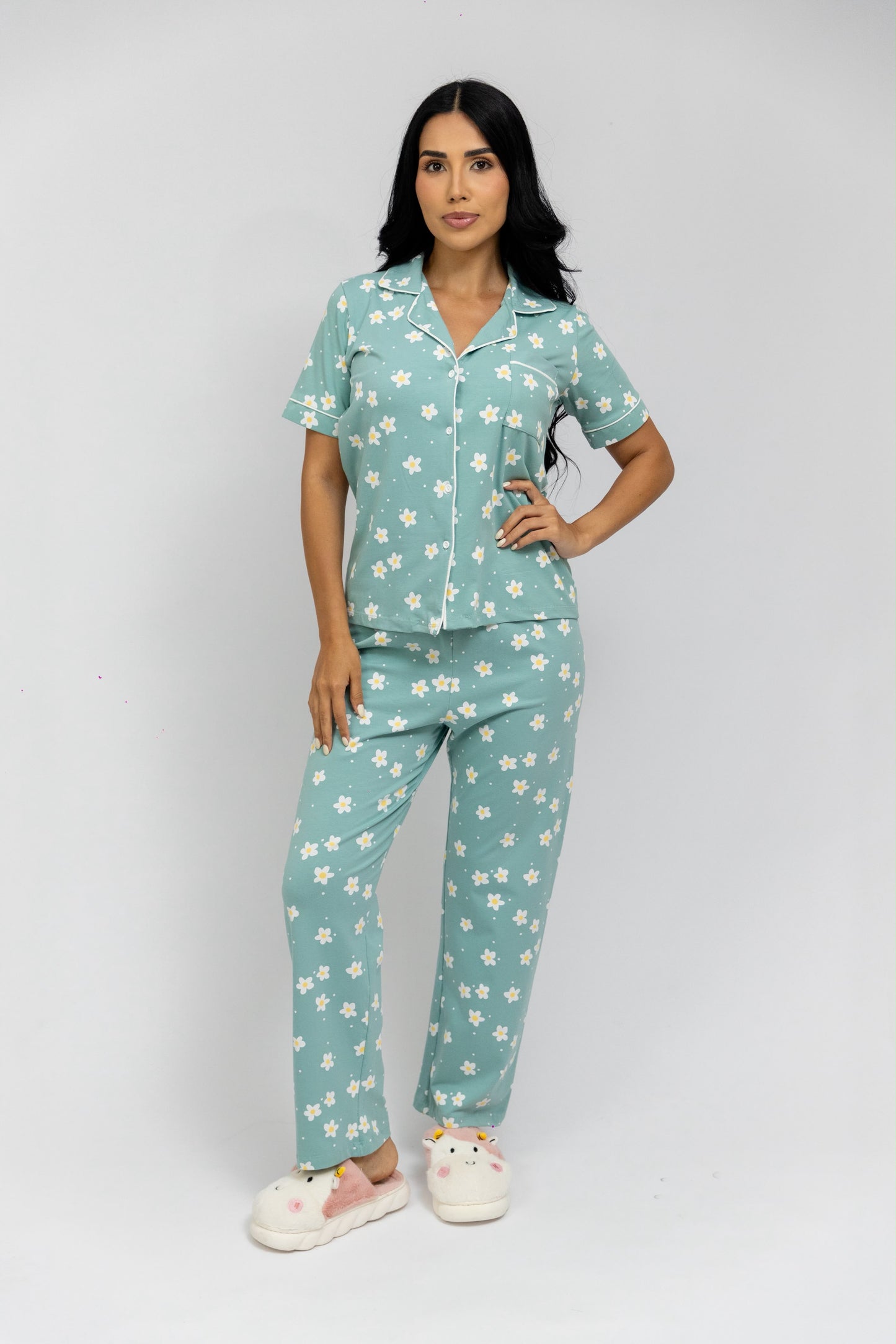 Pijama Pantalón Manga Corta Botones. Essence.