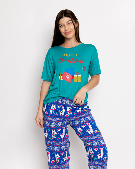 Pijama Pantalón Manga Corta. Navideña.
