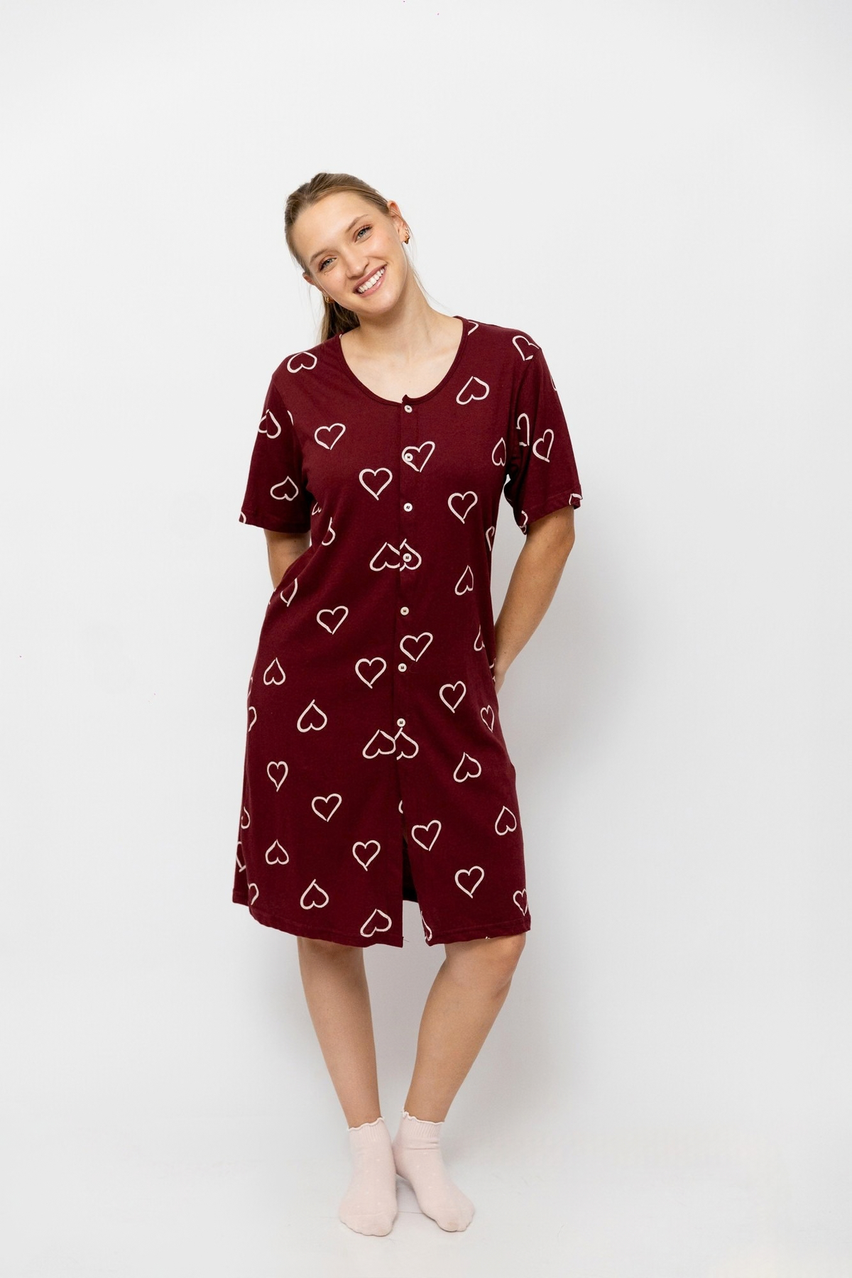 Bata Manga Corta Plus Size. Burgundy Love.