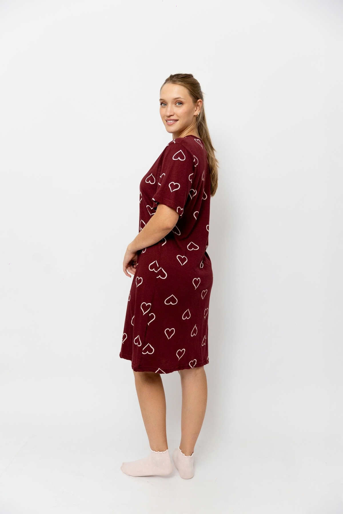 Bata Manga Corta Plus Size. Burgundy Love.