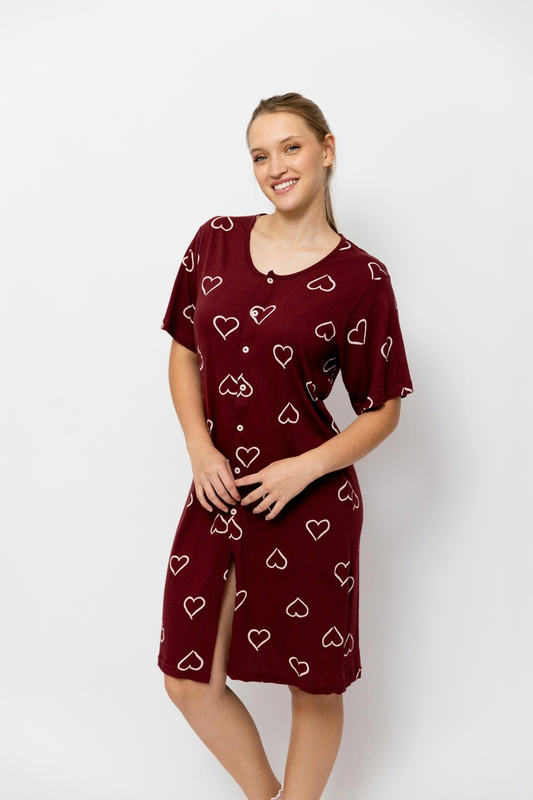 Bata Manga Corta Plus Size. Burgundy Love.