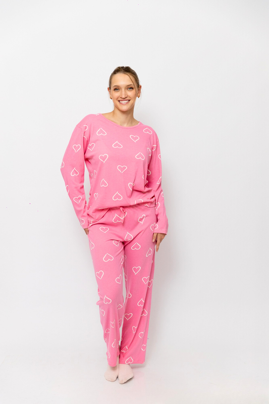 Pijama Pantalón Manga Larga. Pink Love.