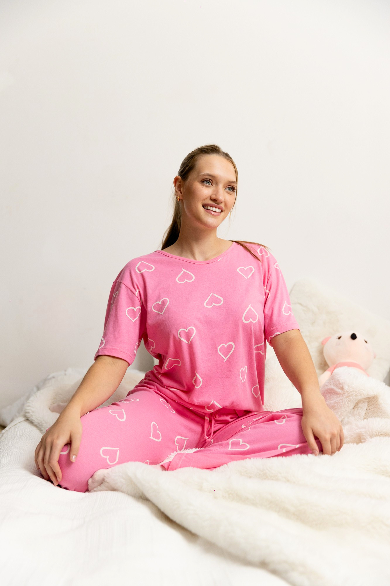 Pijama Pantalón Manga Corta. Pink Love.