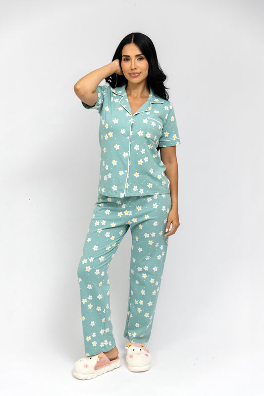 Pijama Pantalón Manga Corta Botones. Essence.