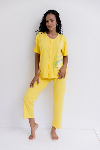 Pijama Pantalón MC Botones Positano. La Dolce Vita.