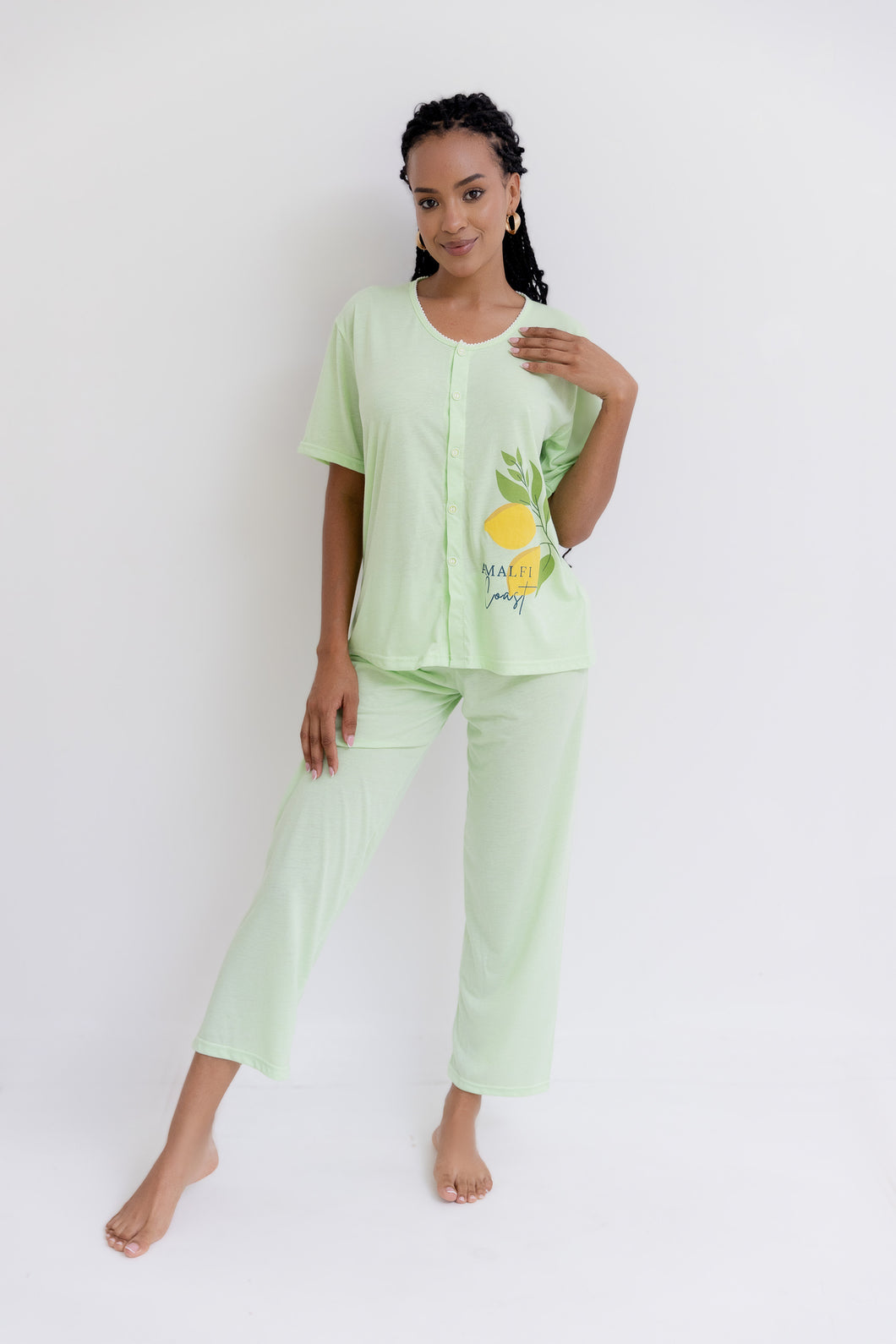 Pijama Pantalón MC Botones Amalfi. La Dolce Vita.