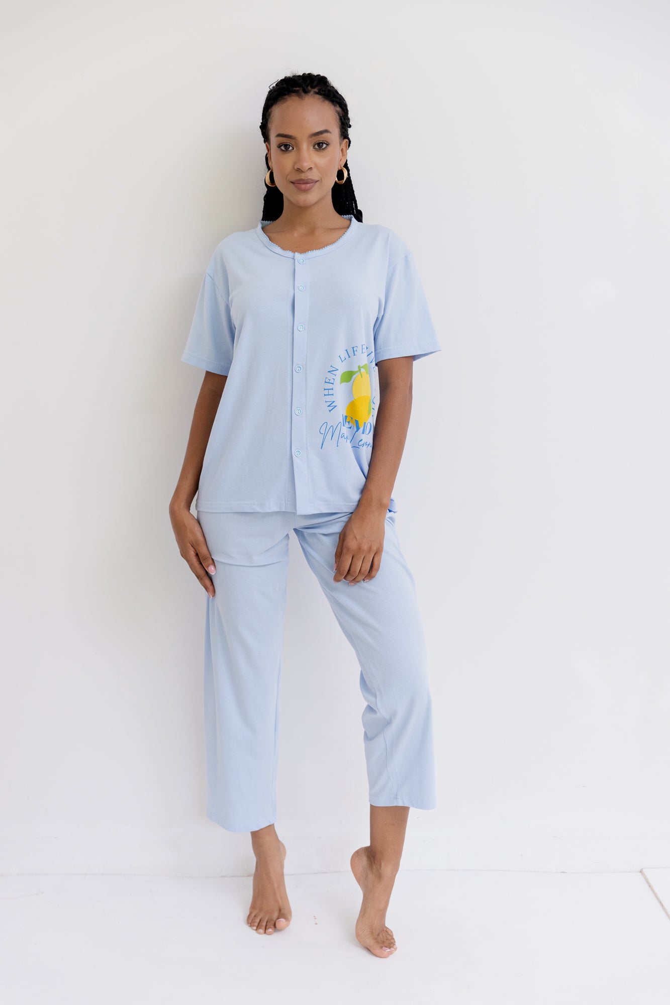 Pijama Pantalón MC Botones Lemonade. La Dolce Vita.
