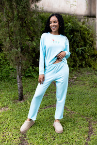 Buzo Pantalón ML Celeste. Corazón Valiente.