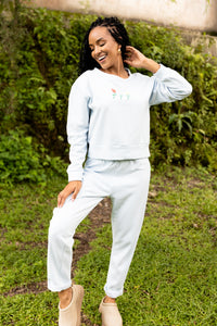 Buzo Pantalón ML Celeste Pastel. Corazón Valiente.