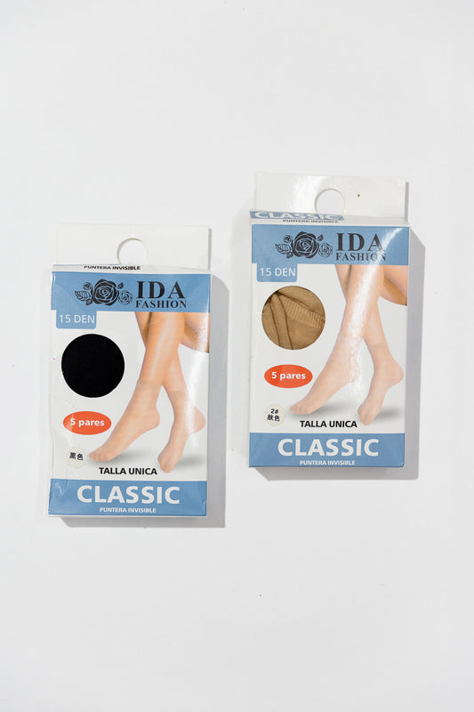 IDA Fashion Classic – Medias Tobilleras Puntera Invisible (Pack 5 pares)