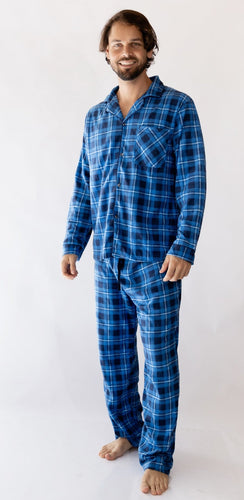 Pijama de Franela Unisex Cuadros Azul. Christmas PJ's.