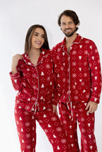 Pijama de Franela Unisex Árboles de Navidad Rojo. Christmas PJ's.