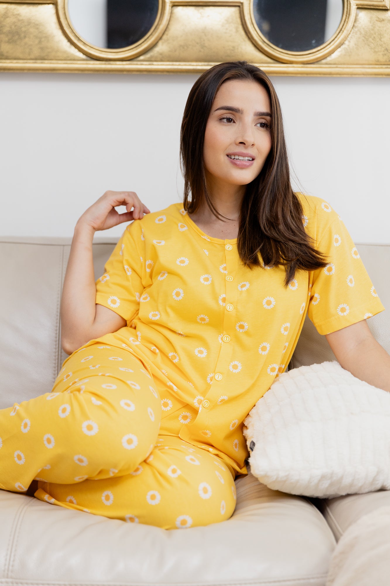 Pijama Pantalón Manga Corta Botones. Sunflower.