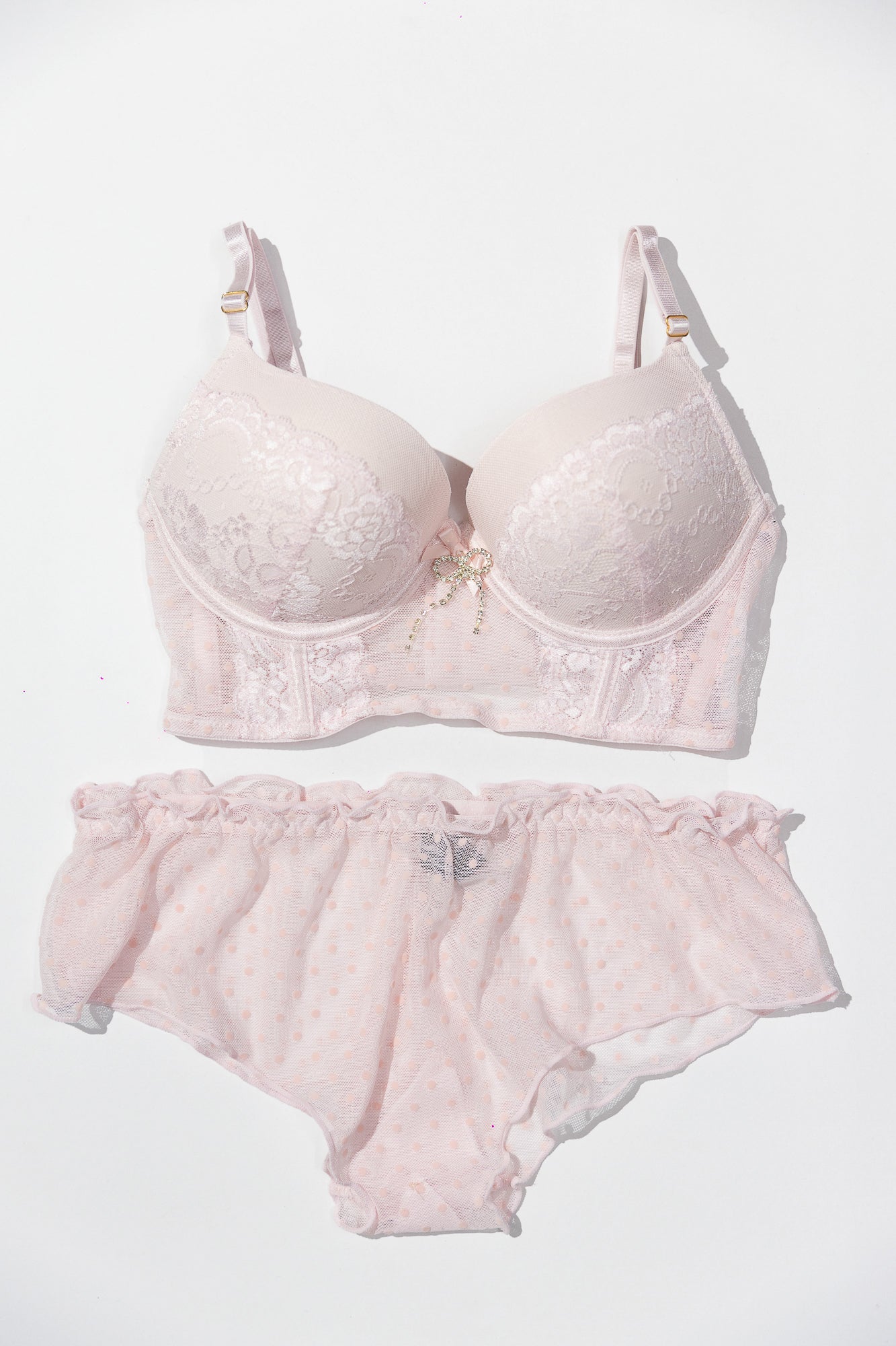 Set Brassier y Bloomer Rosa con Joya