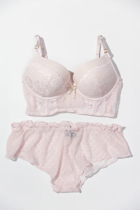 Set Brassier y Bloomer Rosa con Joya