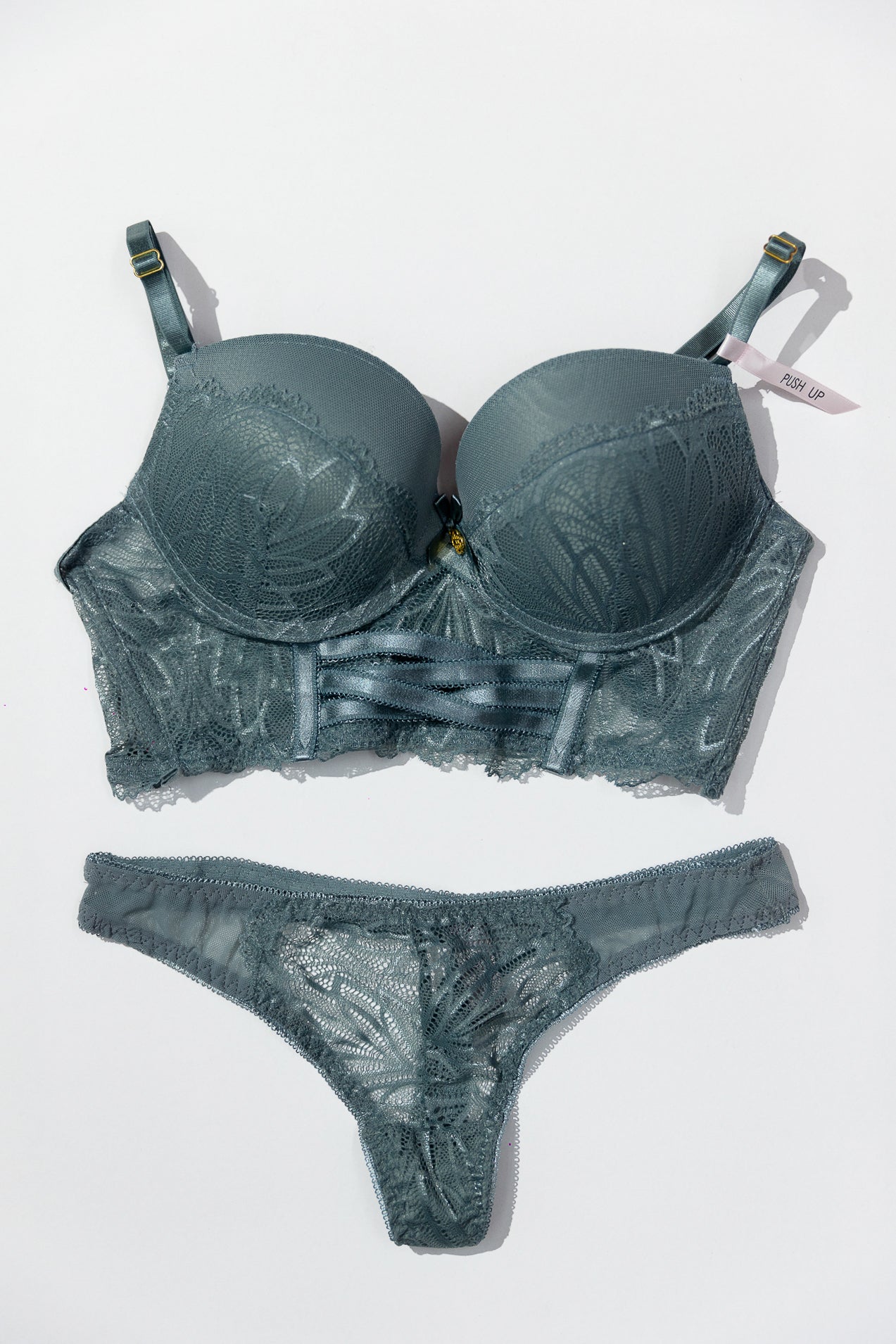 Set Brassier y Bloomer Verde Teal Encaje