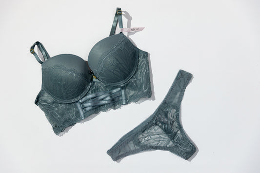 Set Brassier y Bloomer Verde Teal Encaje