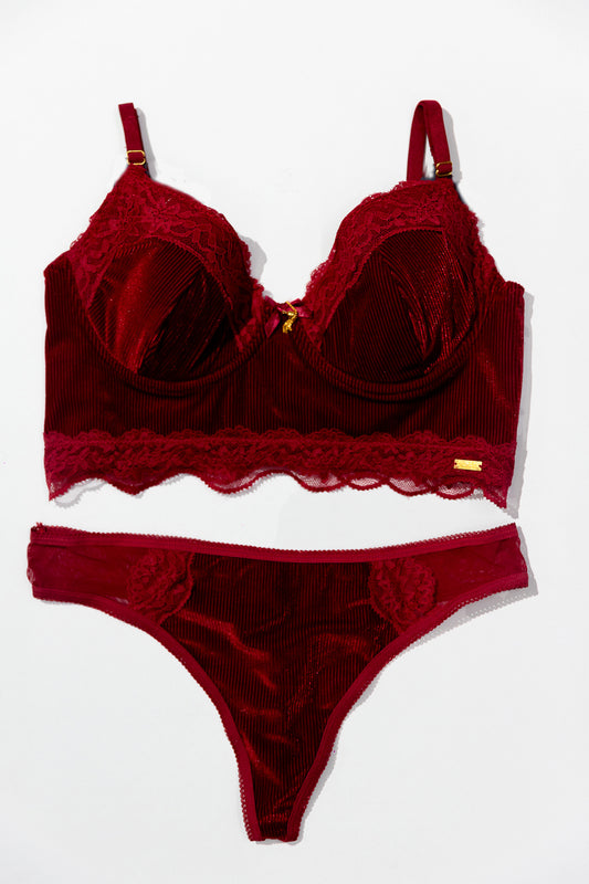 Set Brassier y Bloomer Rachel Roy RR133 Rojo Rio