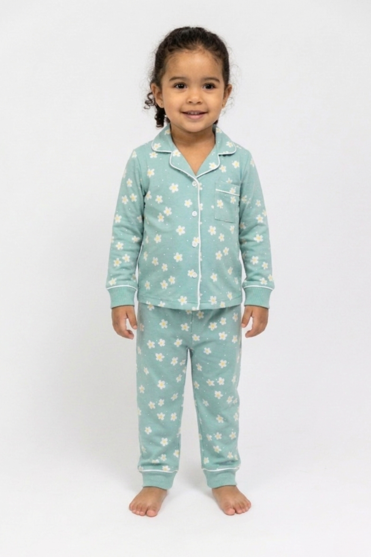 PREVENTA. Pijama Pantalón Manga Corta Botones Niña. Essence.