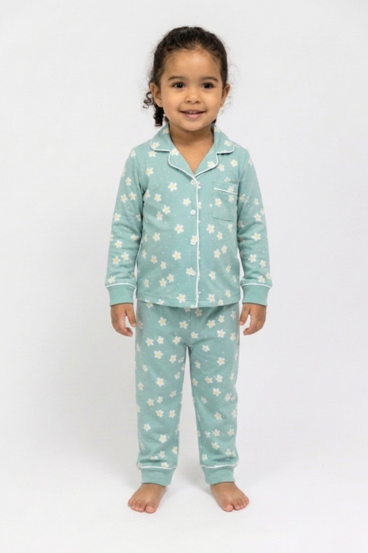 PREVENTA. Pijama Pantalón Manga Corta Botones Niña. Essence.