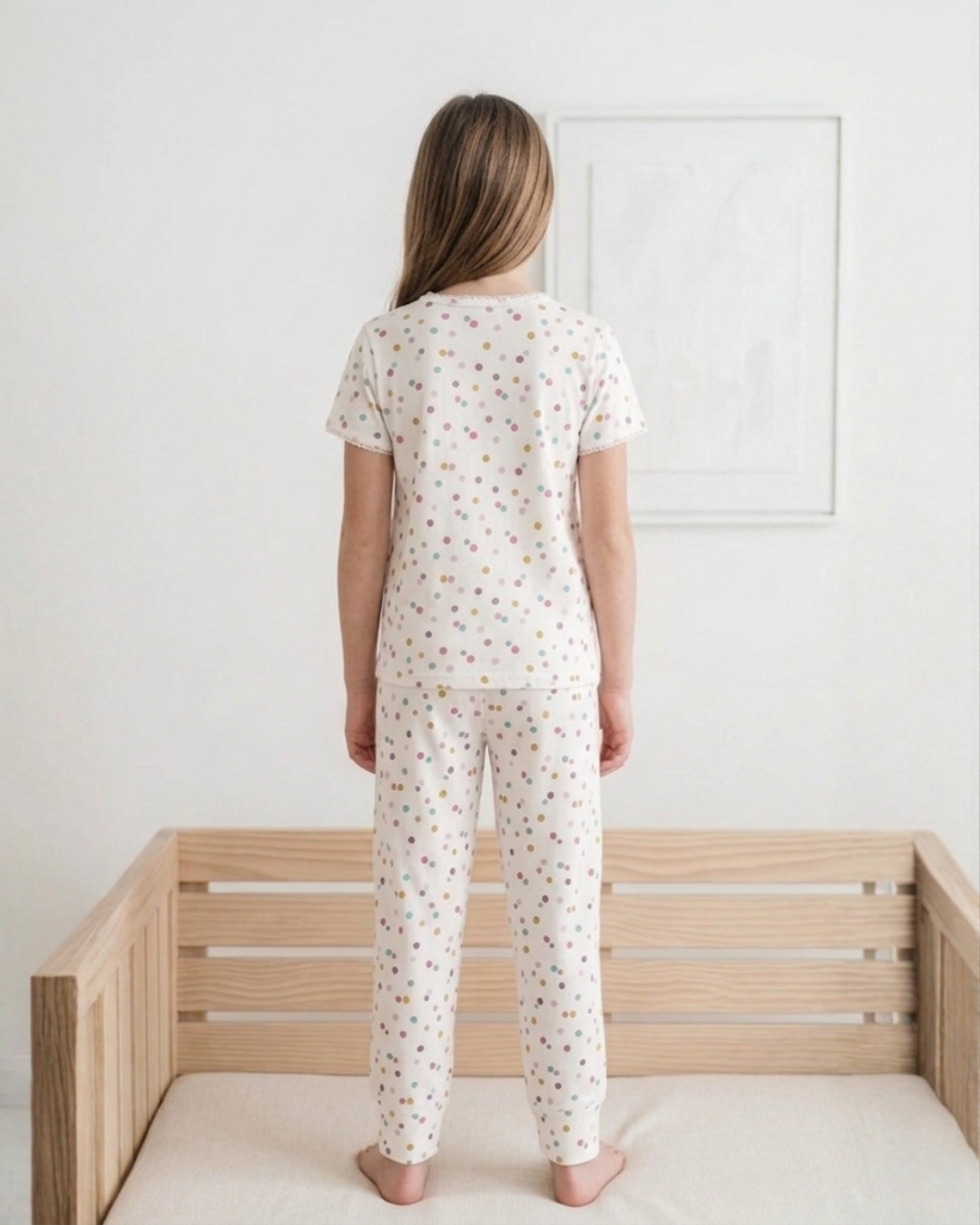 Pijama Niña Pantalón Manga Corta Botones. Confetti.