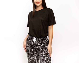 PIJAMA MANGANO MC. CORAL NEGRO