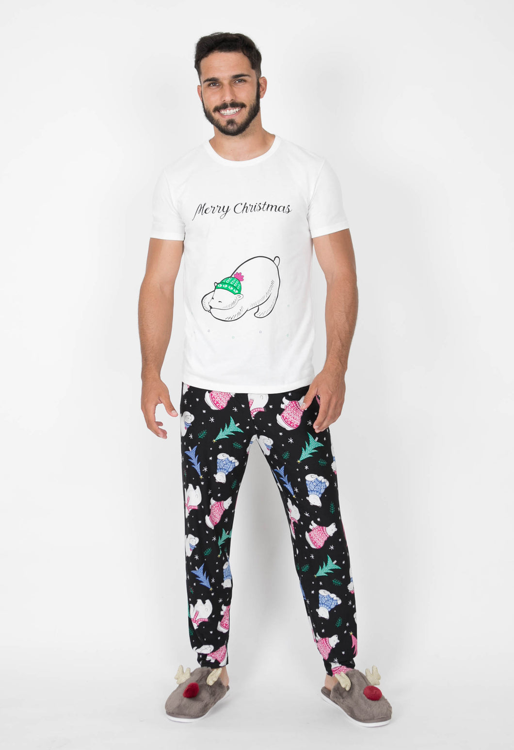 Pijama Pantalón, Manga Corta. Hombre. Merry Christmas Collection.