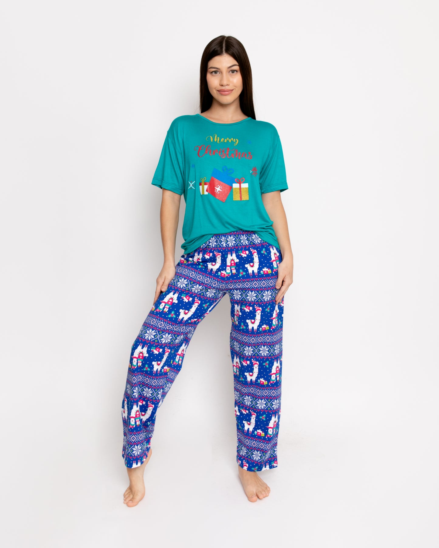 Pijama Pantalón Manga Corta. Navideña.