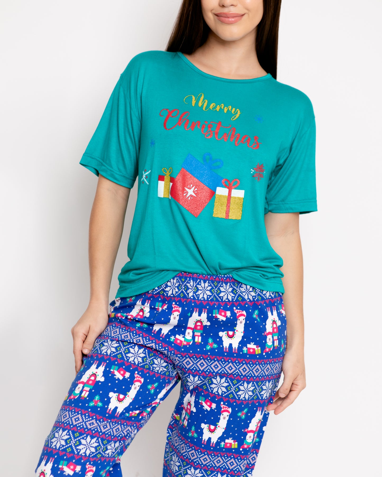 Pijama Pantalón Manga Corta. Navideña.