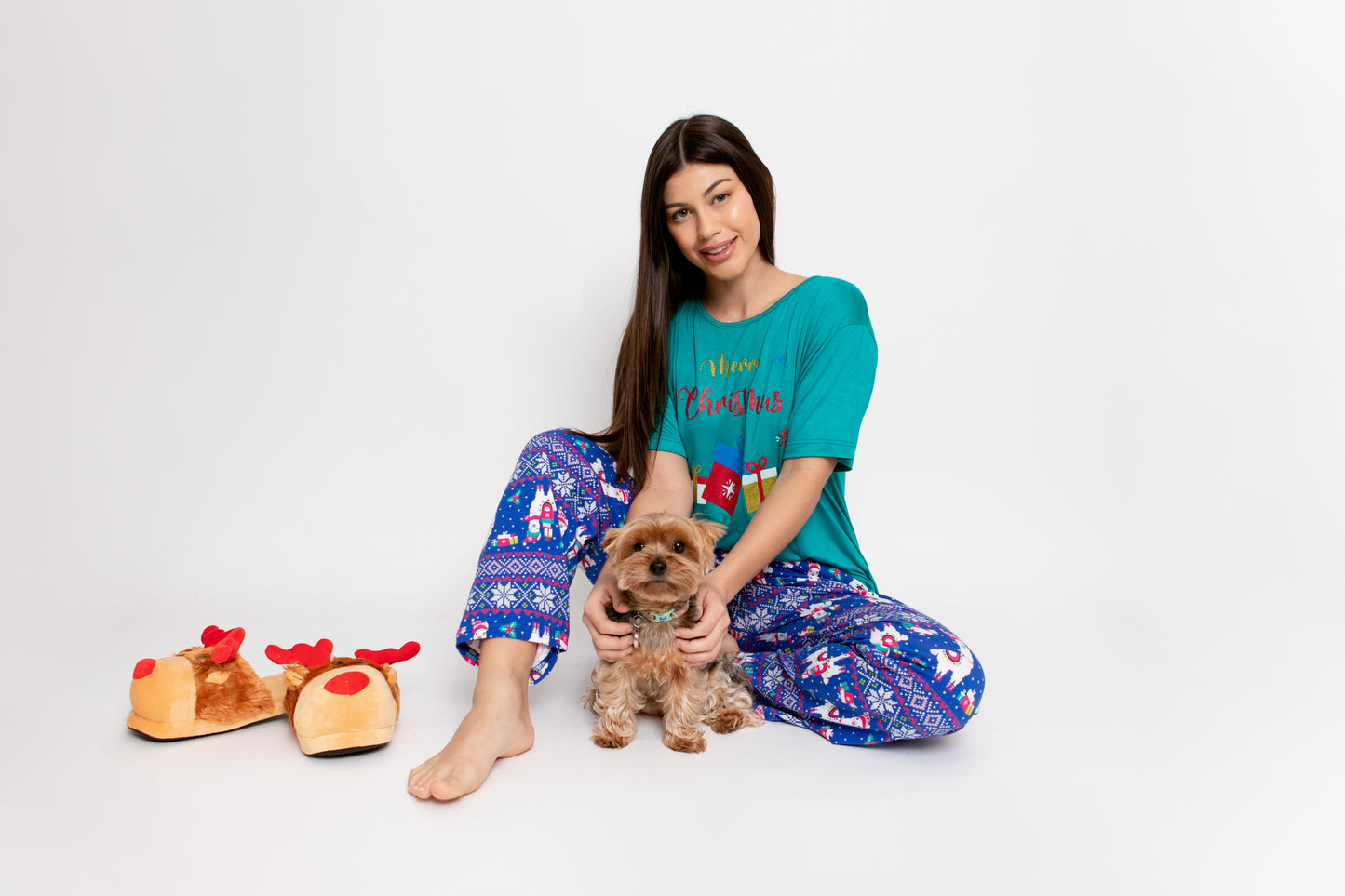 Pijama Pantalón Manga Corta. Navideña.