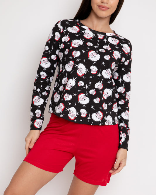Pijama Bóxer Manga Larga. Navideña.